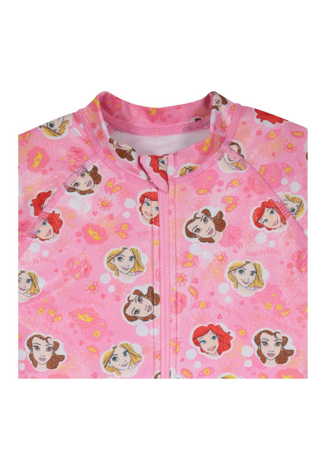 Traje de Baño Niña Entero Manga Corta Disney Princesas Coral-2