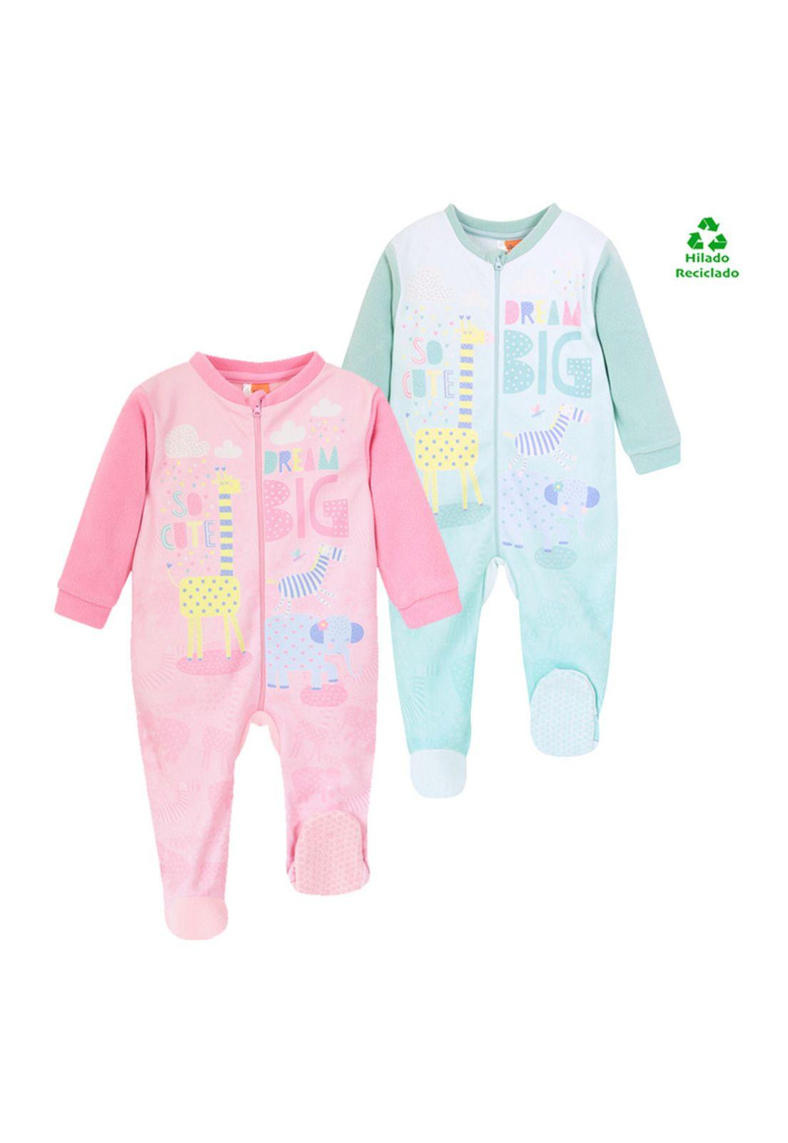 Pack 2 Pijama Bebé Niña Polar Sustentable H2O Wear Rosa-0