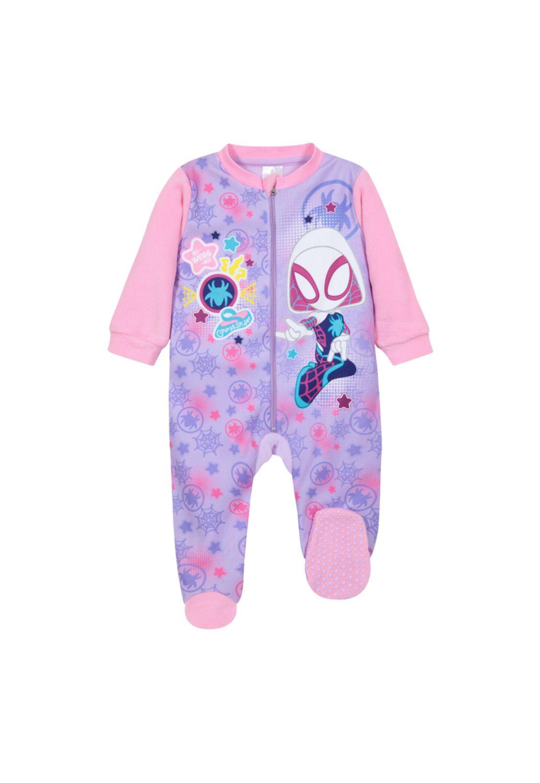 Pijama Bebé Niña Polar Entero Fucsia Marvel Spidey-0