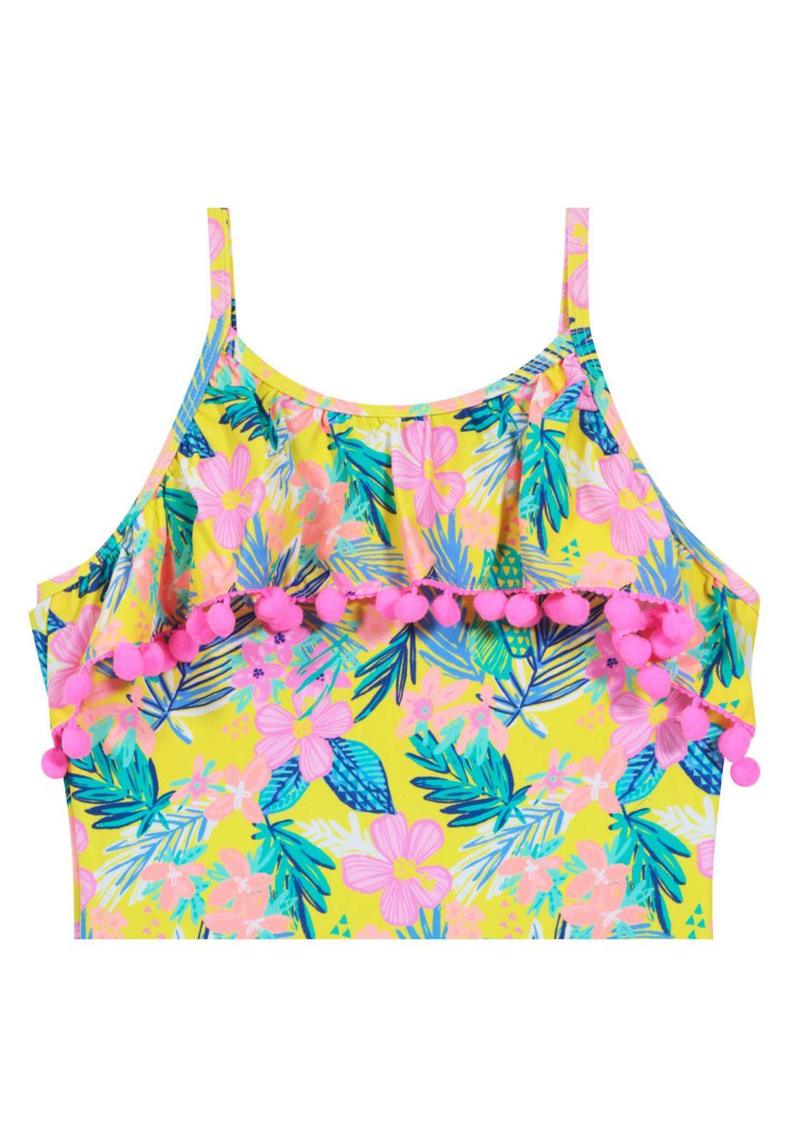 Traje de Baño Niña Entero UV30 Amarillo H2O Wear-2