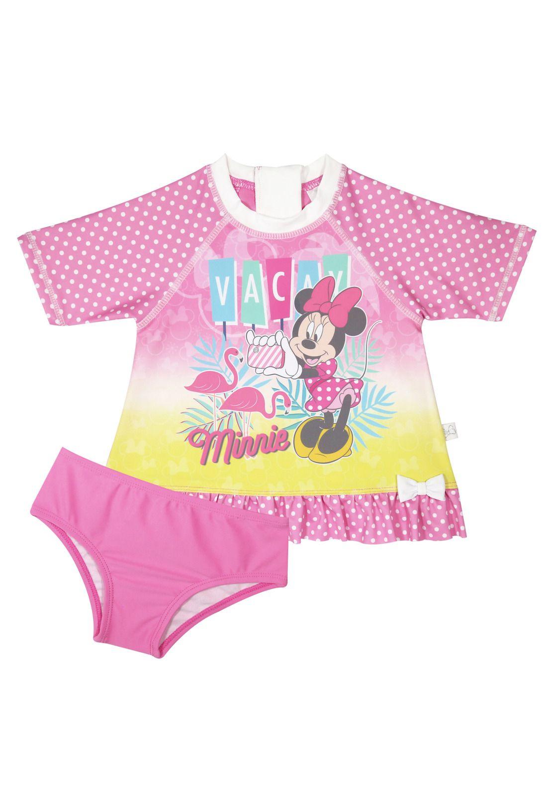 Traje de Baño Bebe Niña Set UV 50 Disney Minnie Rosa-0