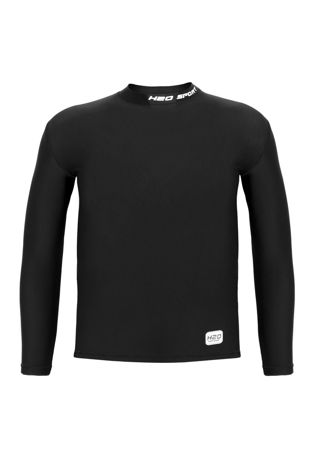 Polera Manga Larga Modelo Deportivo Teens H2O Wear Negro-0