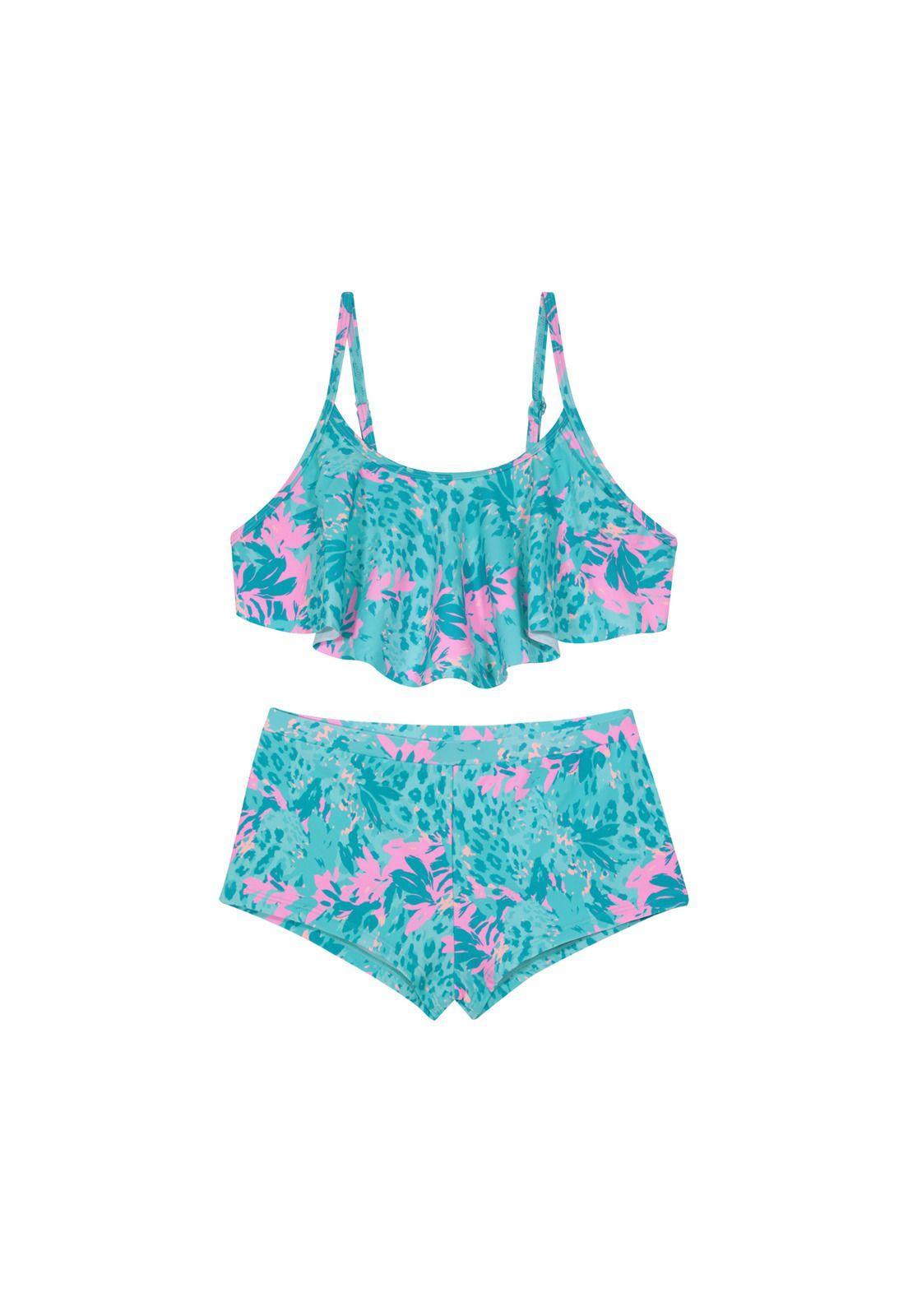 Traje de Baño Niña Teens Bikini UV50 Hot Pant H2O Wear Turq.-0