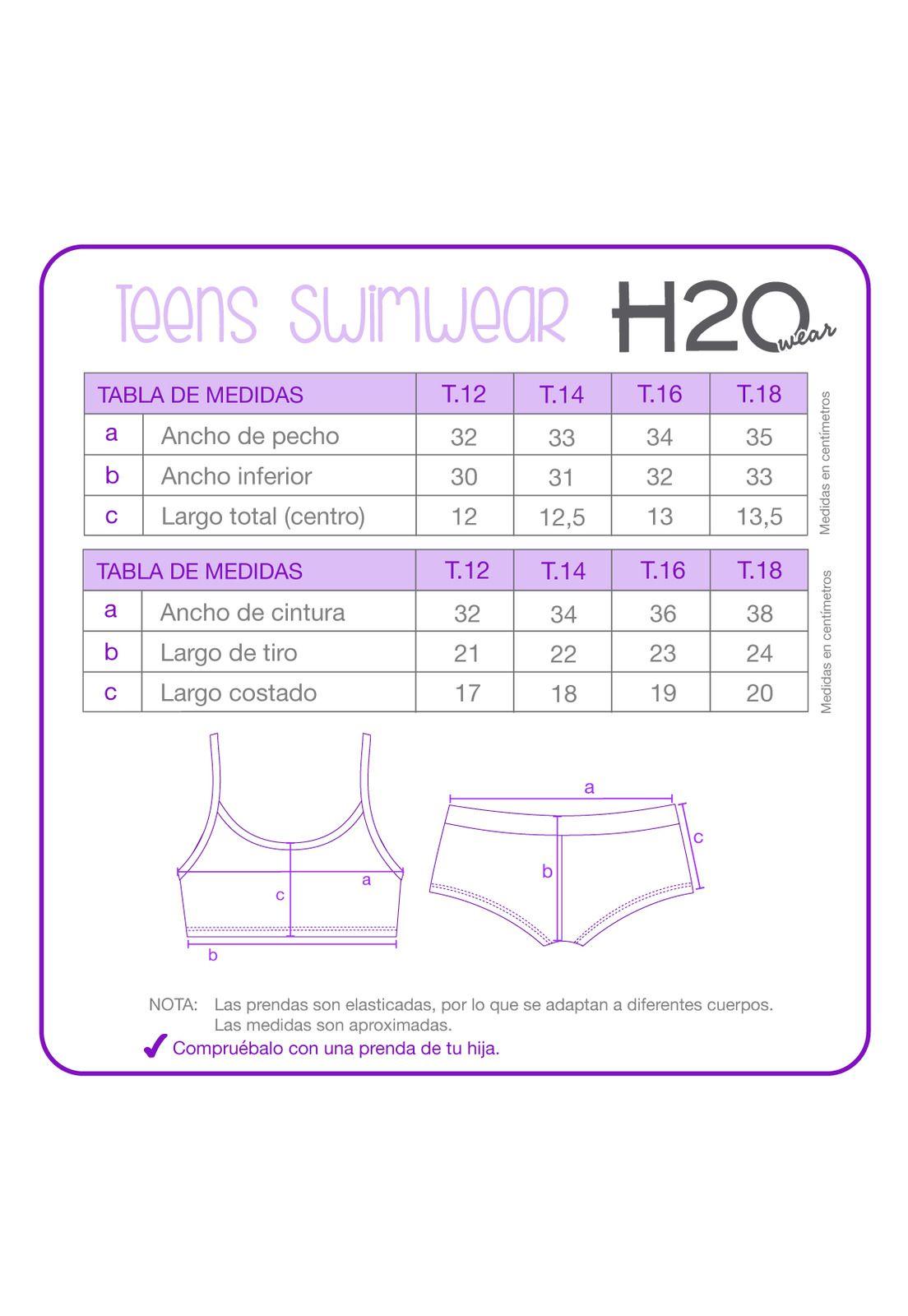 Traje de Baño Niña Teens Bikini UV50 Hot Pant H2O Wear Turq.-3