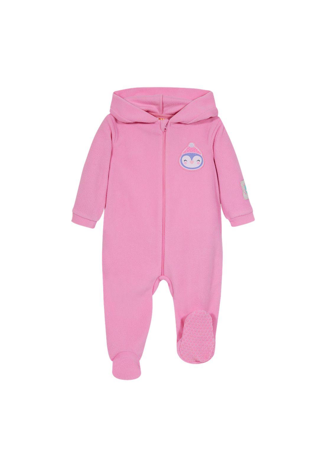 Pijama Bebé Niña Entero c/Gorro Polar Sustentable Rosado H2O Wear-0