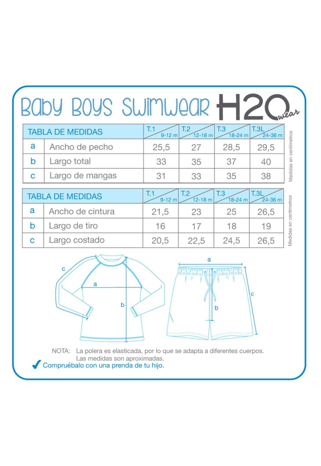 Traje Baño Bebe Niño Set UV50+ Manga Larga H2O Wear-2