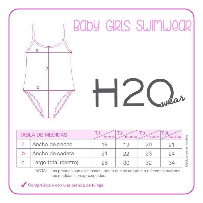 Traje de Baño Bebe Niña UV 50 Manga Corta H2O Wear Rosado-3