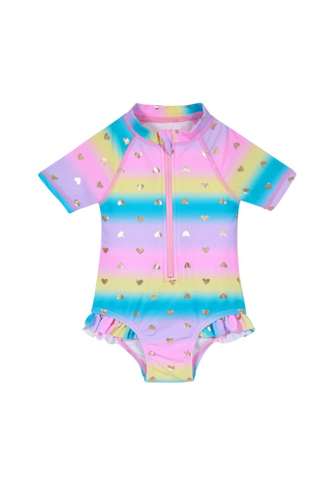 Traje de Baño Bebe Niña UV 50 Manga Corta H2O Wear Rosado-0