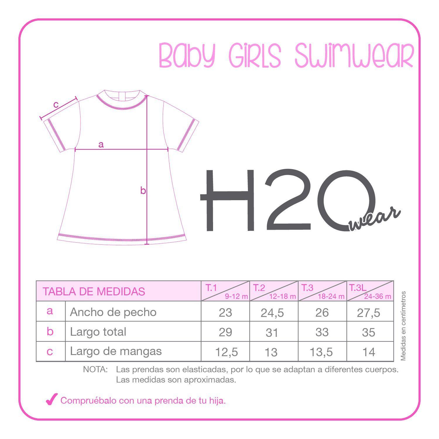 Traje de Baño Bebe Niña Set UV 50 Rosa H2O Wear-2