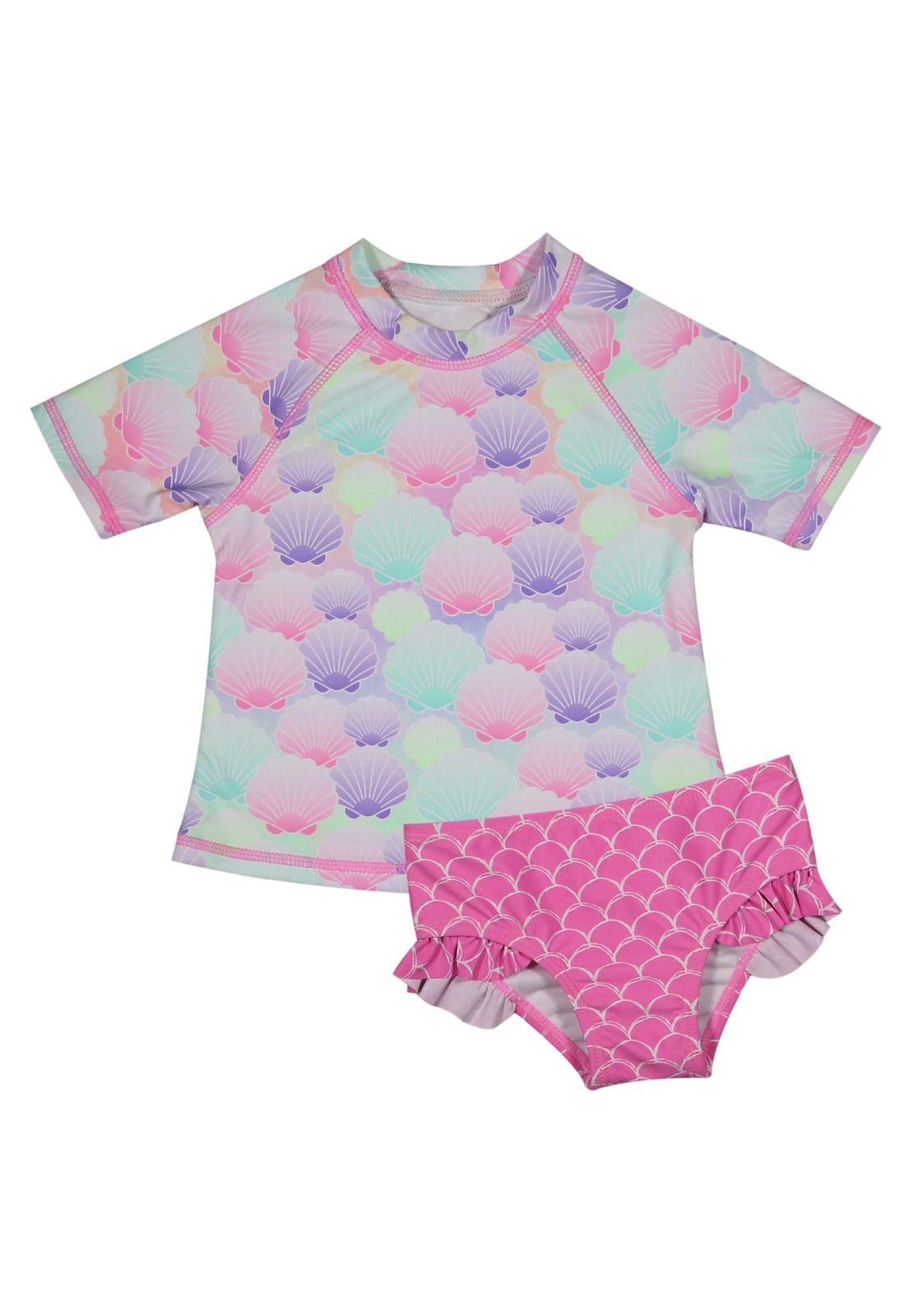 Traje de Baño Bebe Niña Set UV 50 Rosa H2O Wear-0