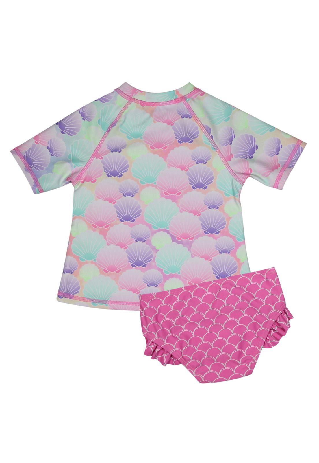 Traje de Baño Bebe Niña Set UV 50 Rosa H2O Wear-1