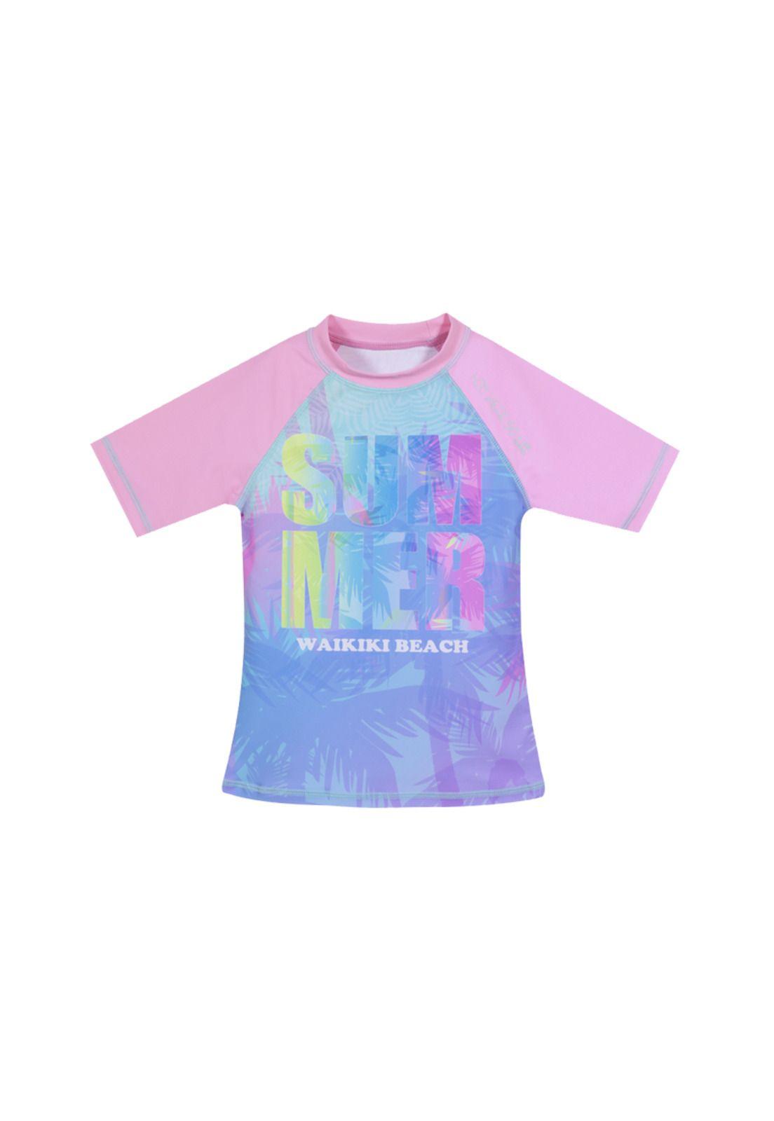 Polera Niña Manga Corta UV50 Rosa H2O Wear-1