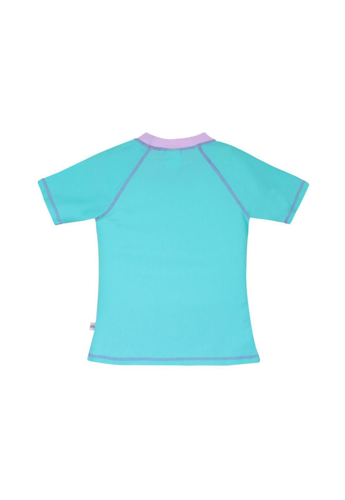 Polera Niña Manga Corta UV 50+ Disney Stitch Celeste-1