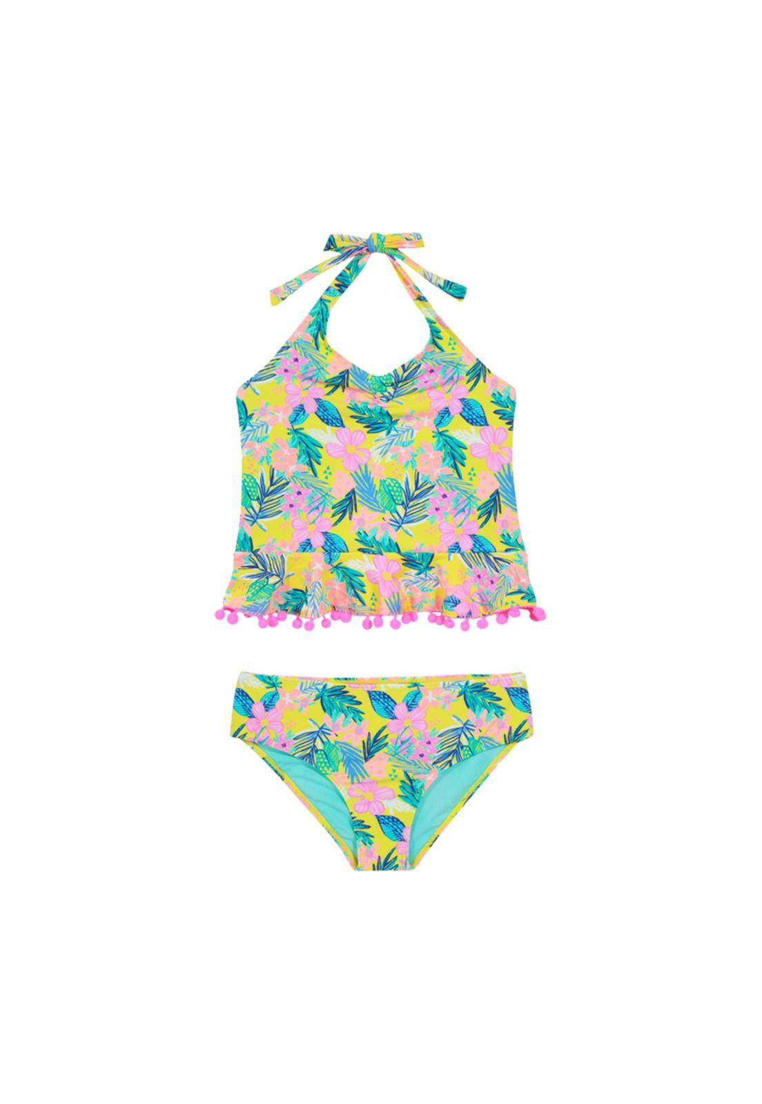 Niña Tankini Estampado Pom Pom H2O Wear UV+30 Amarillo-0