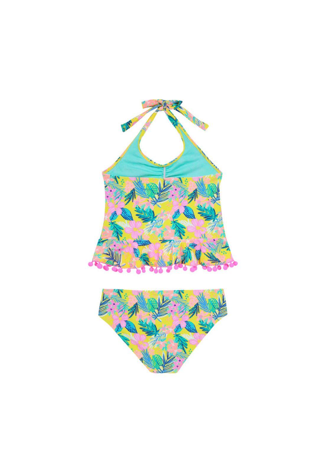 Niña Tankini Estampado Pom Pom H2O Wear UV+30 Amarillo-1
