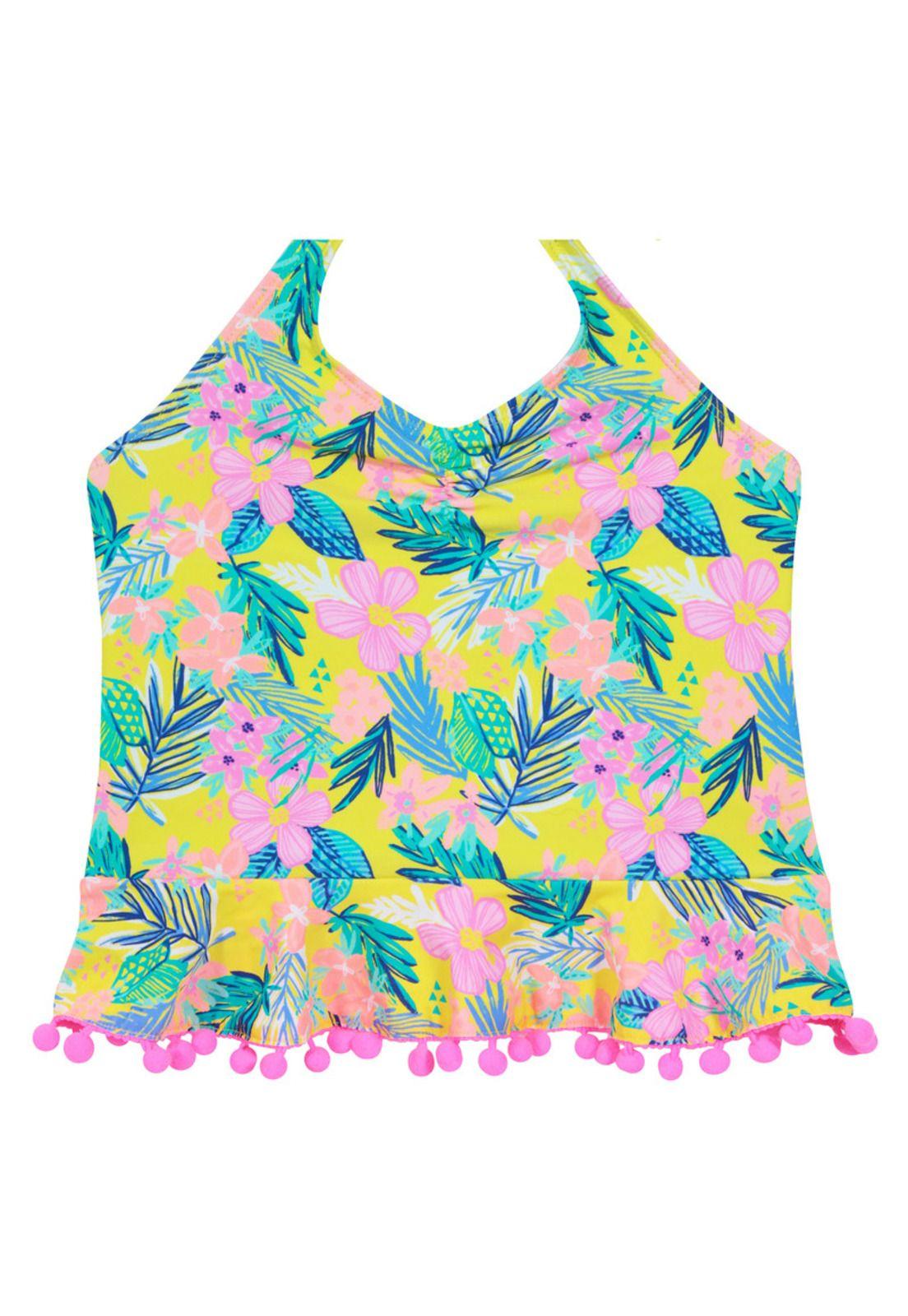 Niña Tankini Estampado Pom Pom H2O Wear UV+30 Amarillo-2