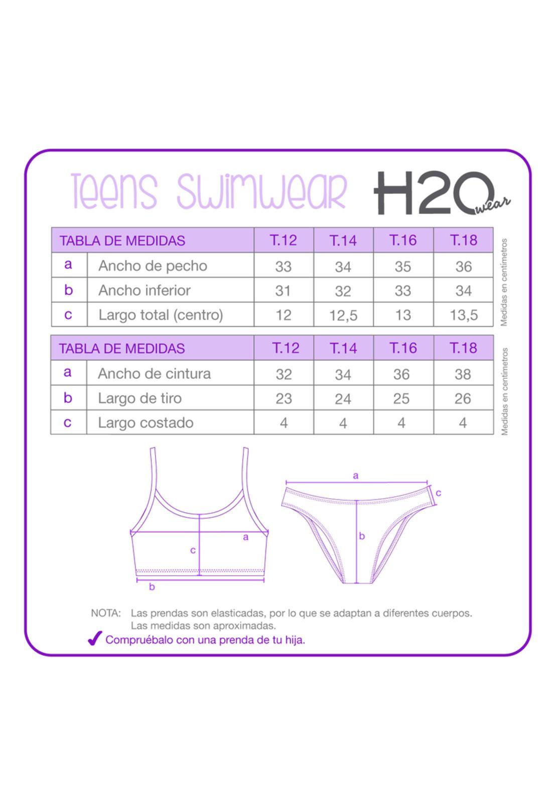 Traje de Baño Niña Teens  Bikini  Estamp. UV30 +  H2O Wear-2