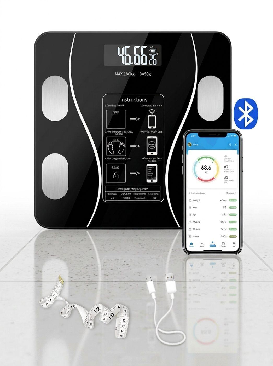 Balanza Inteligente Con Bluetooth Color Negro-2