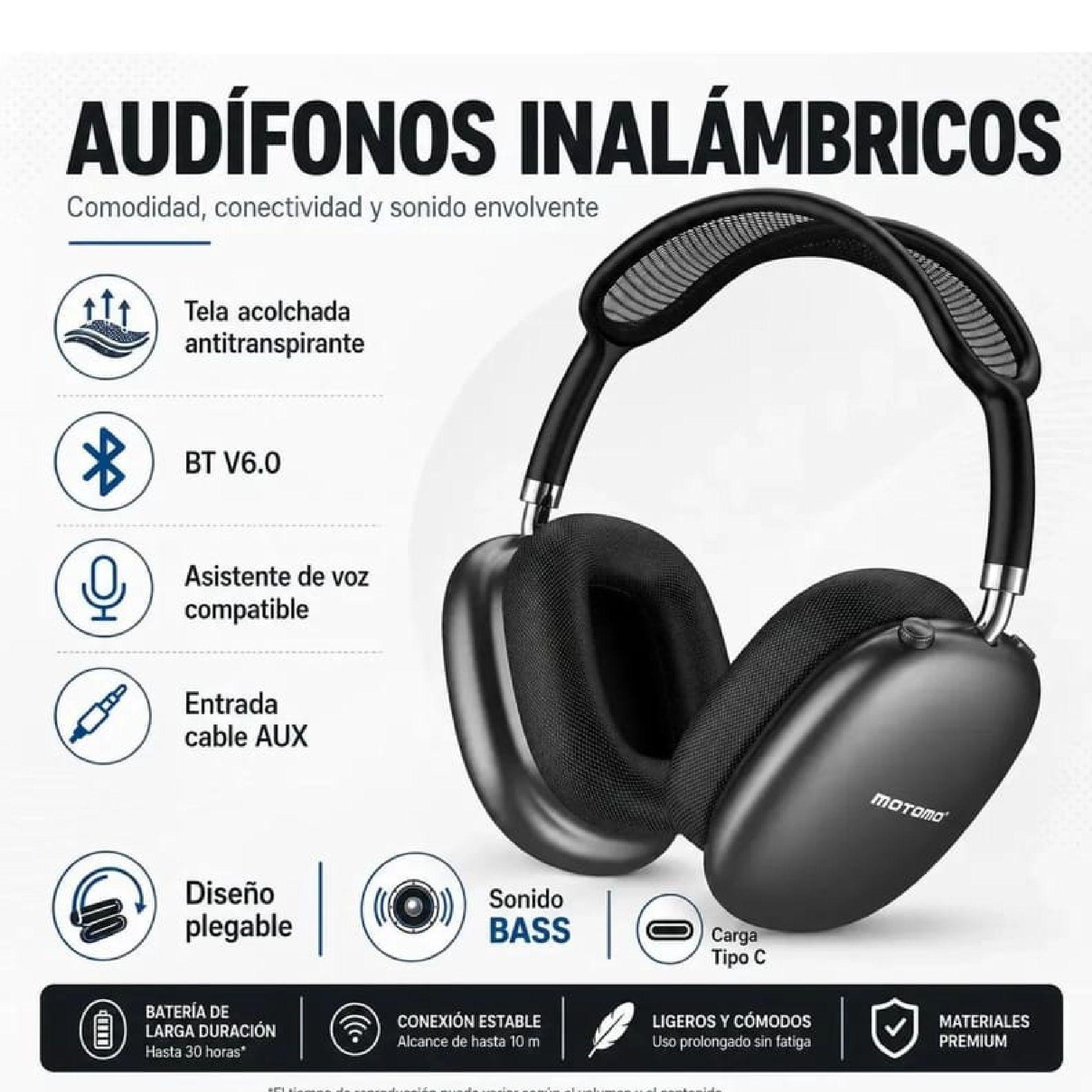 Audifono Motomo Air Pro Max Negro BT V6 0 Auhemo22 Slot Micro SD-1