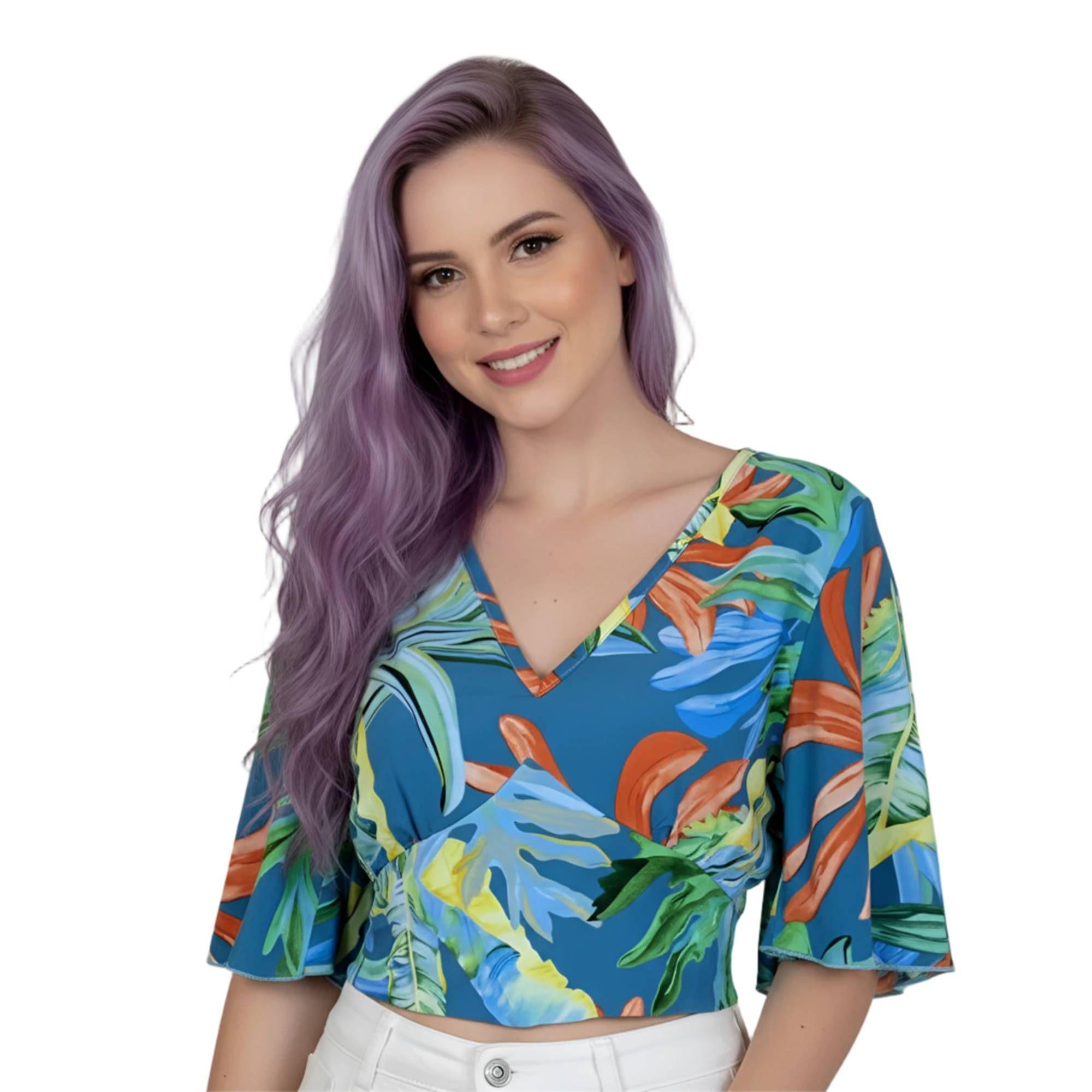 Blusa Escote V con Mangas Mariposa-0