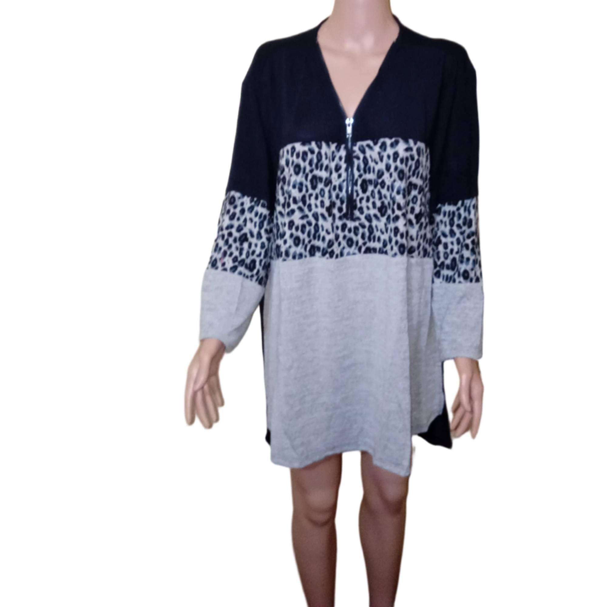 Polera Animal Print Mujer con Cierre-2