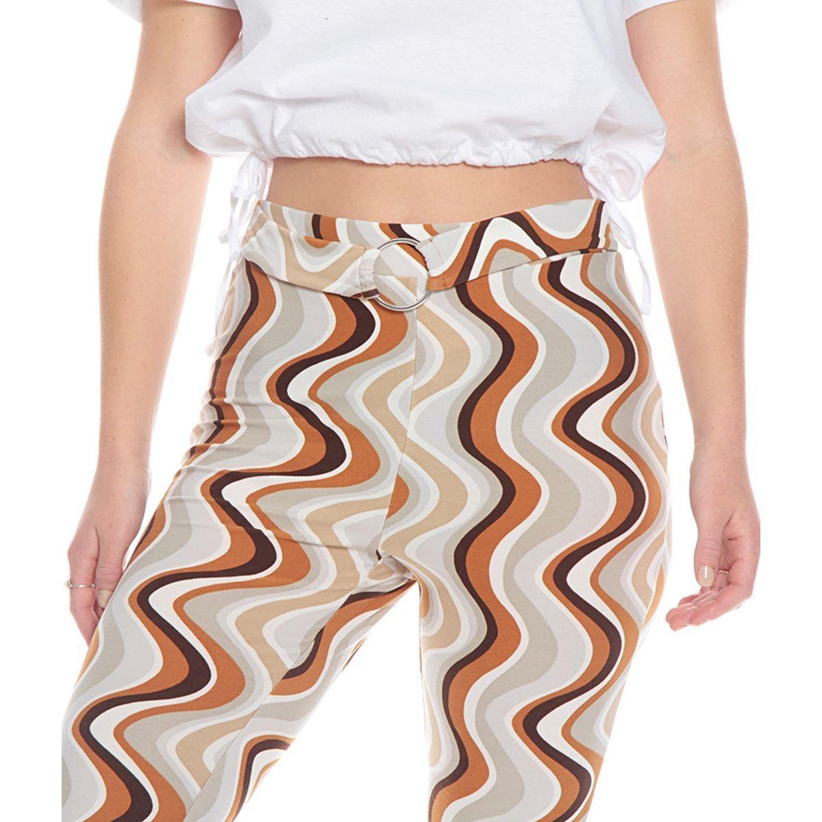 Pantalon Flare Estampado Pretina con Hebilla - Talla M - Wados-4