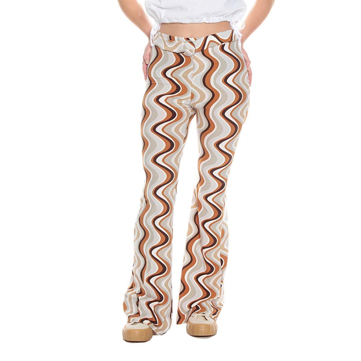 Pantalon Flare Estampado Pretina con Hebilla - Talla M - Wados-5