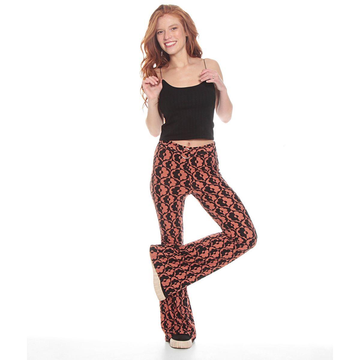 Pantalon Flare Estampado Pretina con Hebilla - Talla M - Wados-0