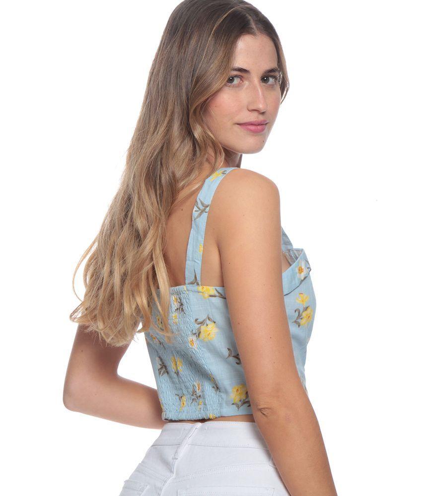 Peto Sin Mangas Estampado Floral Celeste - Wados-4