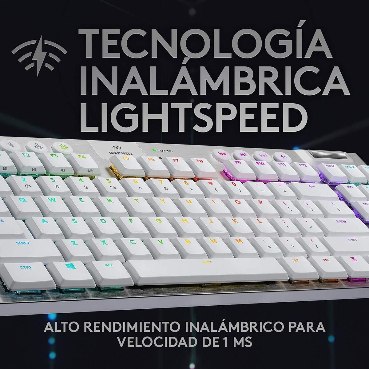 Teclado Gamer Logitech G915 inalambrico LightSpeed Blanco-1
