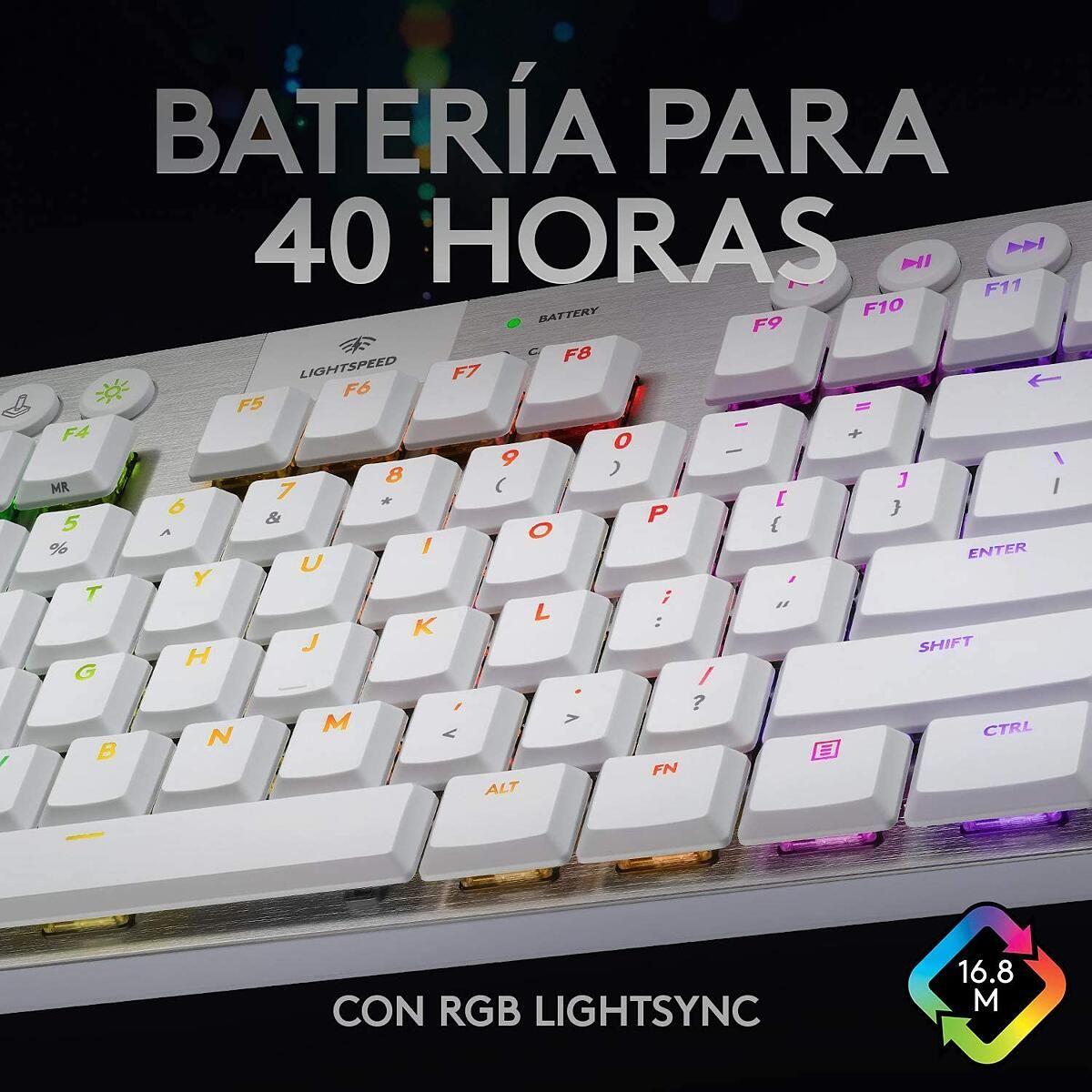 Teclado Gamer Logitech G915 inalambrico LightSpeed Blanco-2
