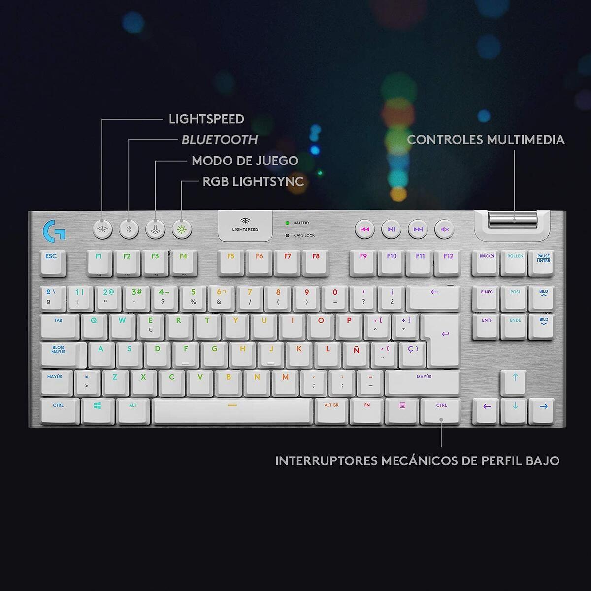 Teclado Gamer Logitech G915 inalambrico LightSpeed Blanco-4