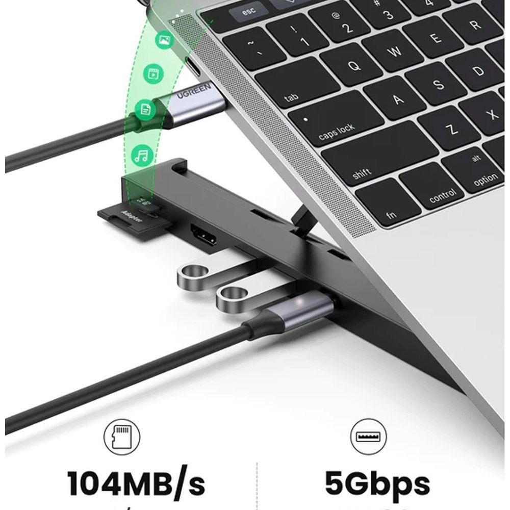 Base para notebook Ugreen CM359 USB C a 2xUSB3.0+HDMI+SD+TF-4