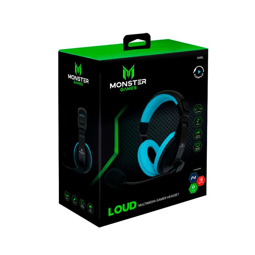 Audífonos Gamer Monster Loud Ps4 Switch Xbox One Azul-3