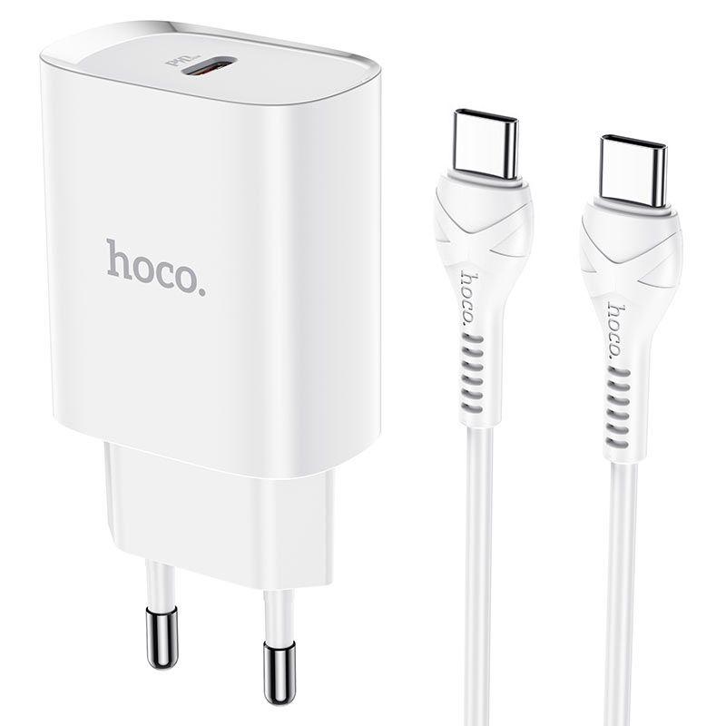 Cargador Hoco N14  PD20W con cable Usb C a Usb C Blanco-0