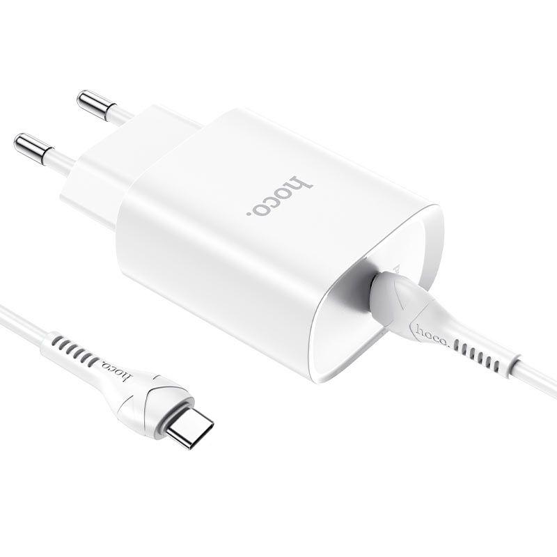 Cargador Hoco N14  PD20W con cable Usb C a Usb C Blanco-7