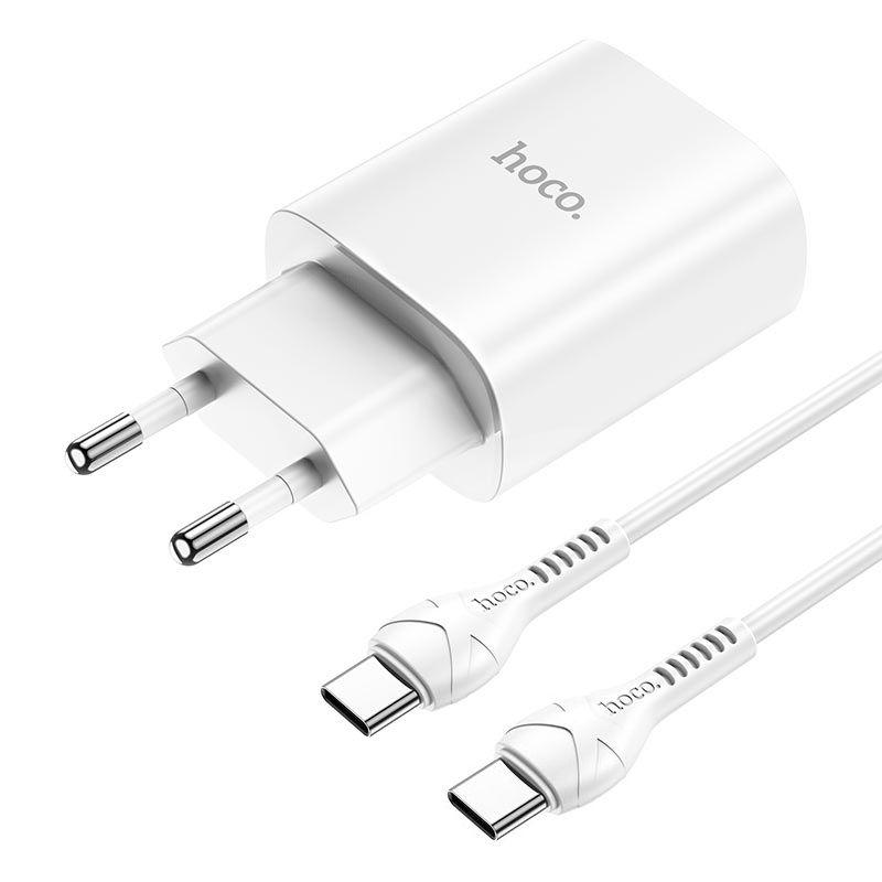 Cargador Hoco N14  PD20W con cable Usb C a Usb C Blanco-8