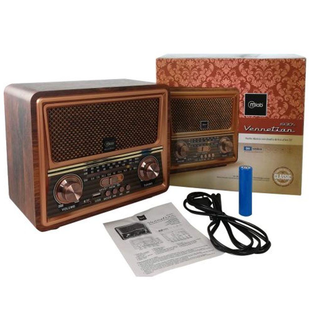 Radio Parlante MLab 9135 Retro Vennetian Bluetooth USB FM-4