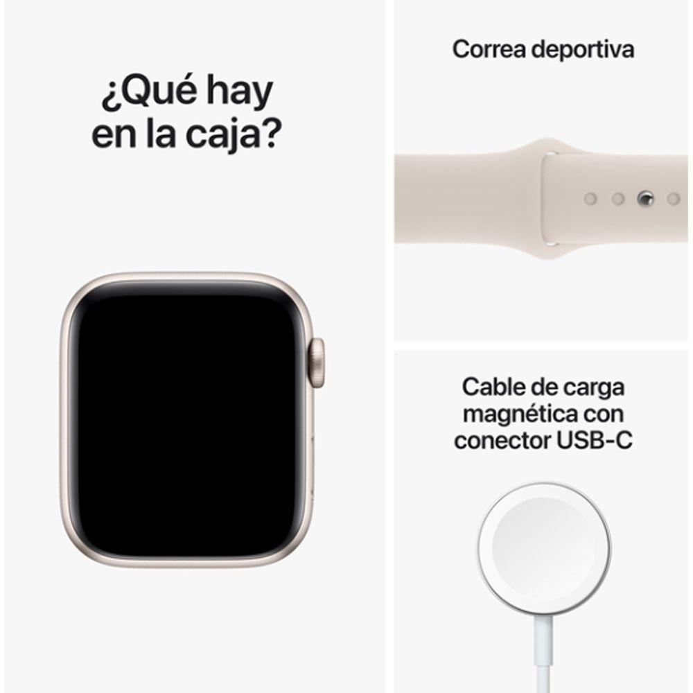 Apple Watch SE GPS 44 mm Correa deportiva blanco estrella-2