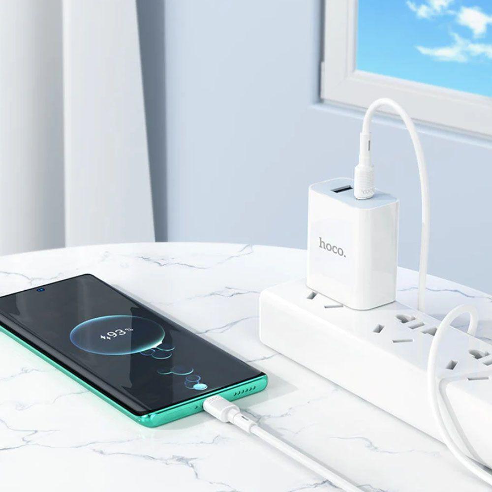 Cable Hoco X83 Victory Tipo C A Tipo C 60W Blanco-2