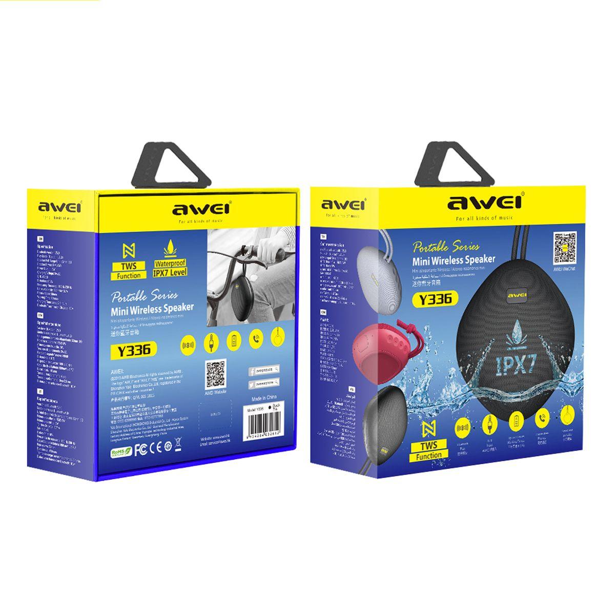 Parlante Awei Y336 Bluetooth TWS IPX7 Negro-4