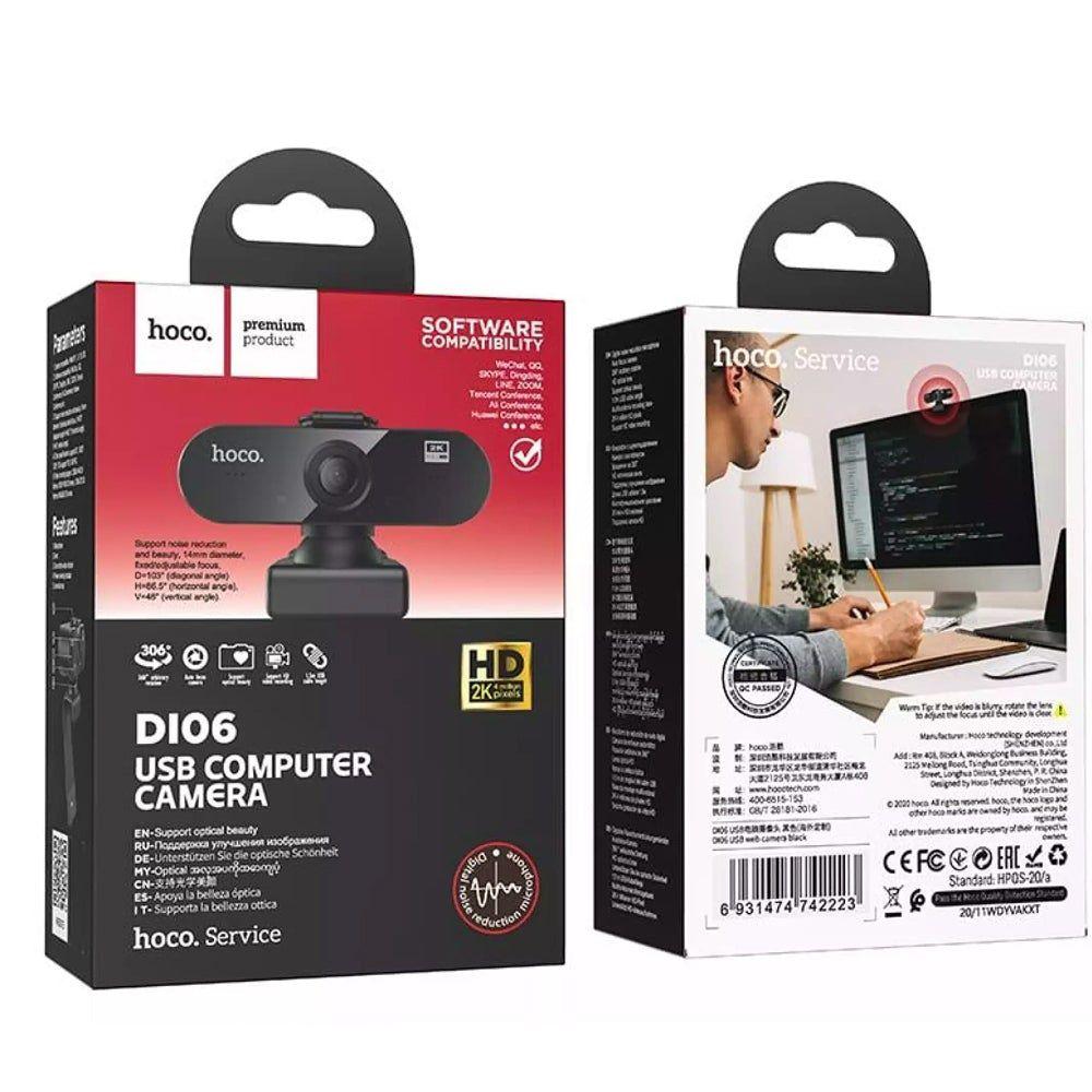 Webcam Hoco DI06 2K con microfono USB Negro-4