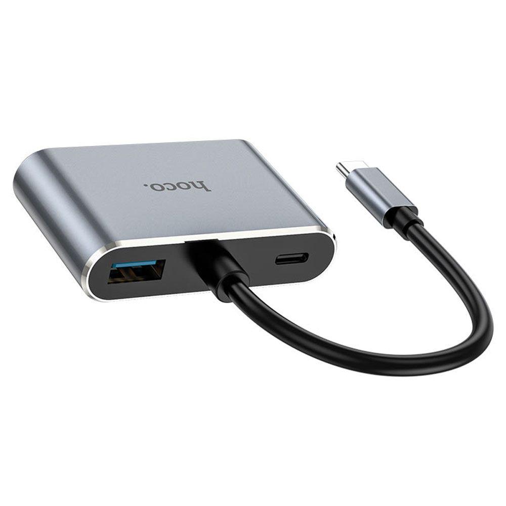 Adaptador Hoco HB30 Eco Tipo C a HDTV VGA USB3.0 PD Gris-7