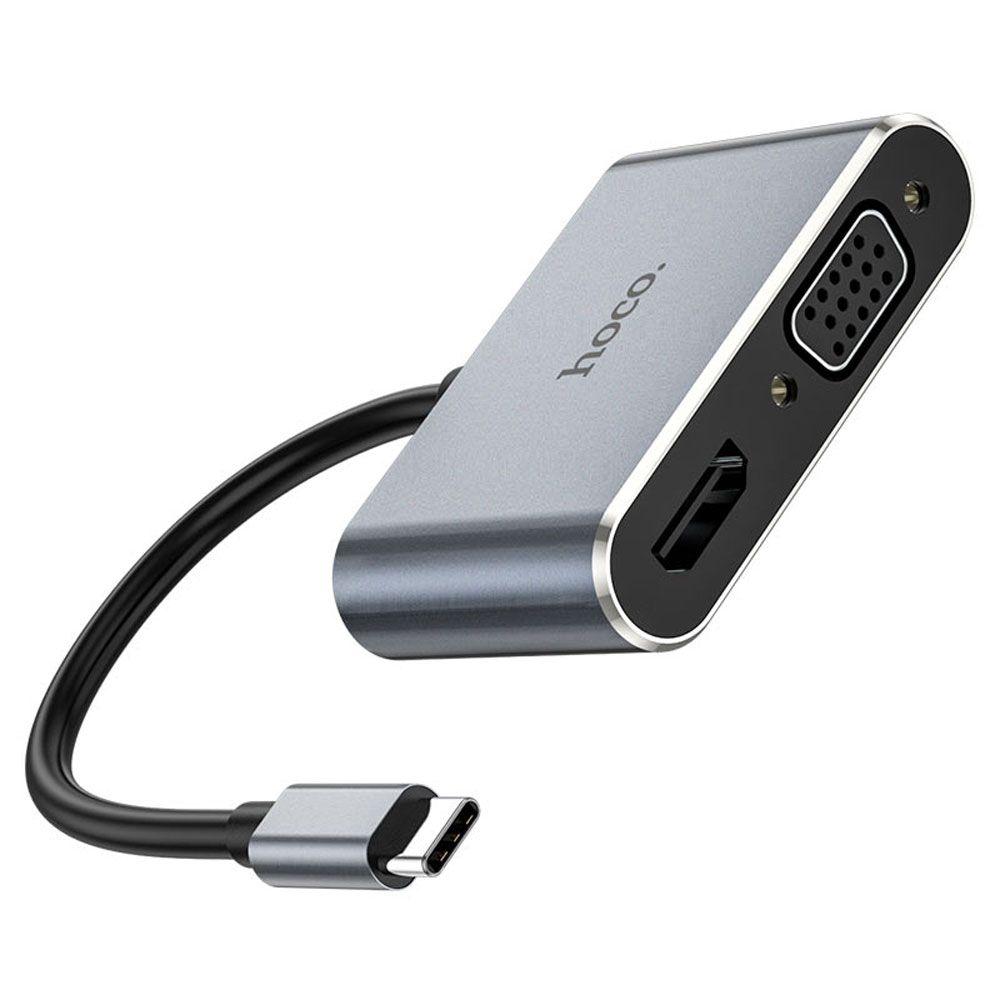 Adaptador Hoco HB30 Eco Tipo C a HDTV VGA USB3.0 PD Gris-8