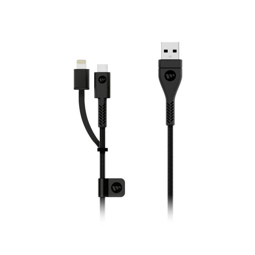 Cable dual Mophie Lightning Micro USB a USB 1.2 Mt Negro-0