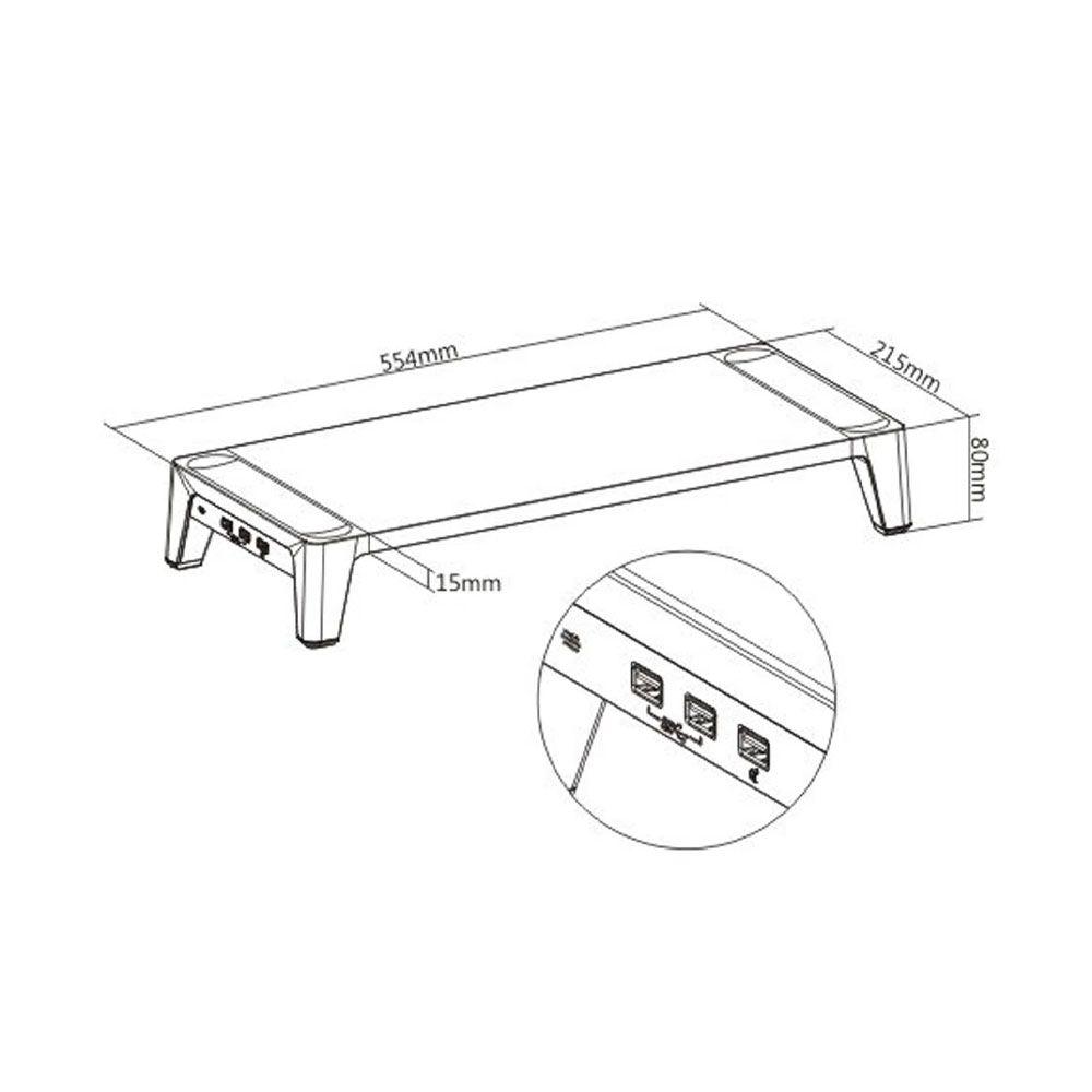Base elevador de Monitor Macrotel MVSTB145 + Puertos USB 3.0-3