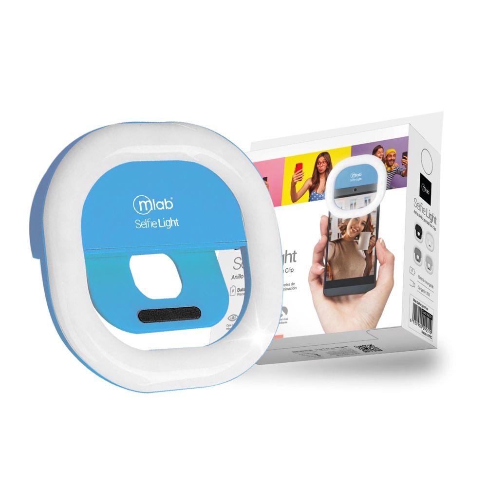 Anillo de Luz Led MLab Para Selfies Portátil con Clip Azul-1