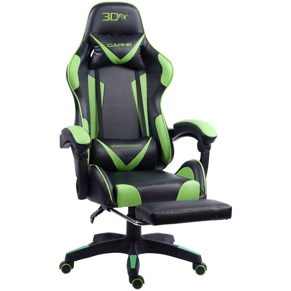 Silla Gamer 3DFX Garnik con reposa pies Negra y Verde-4