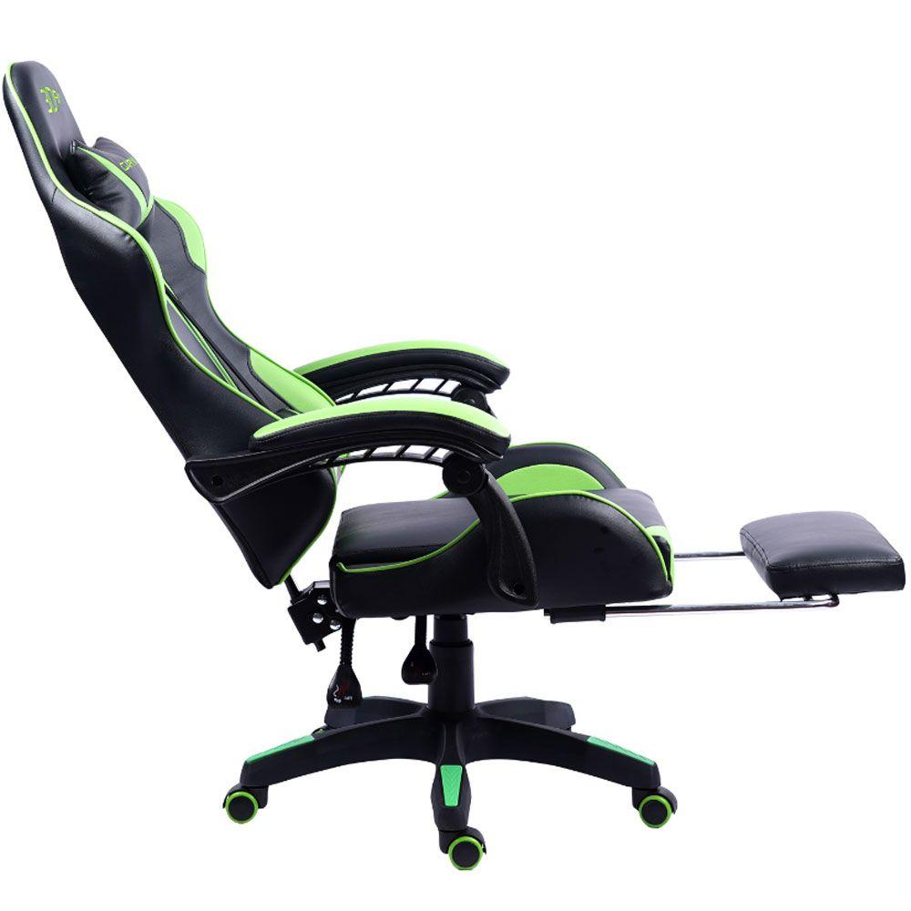 Silla Gamer 3DFX Garnik con reposa pies Negra y Verde-7