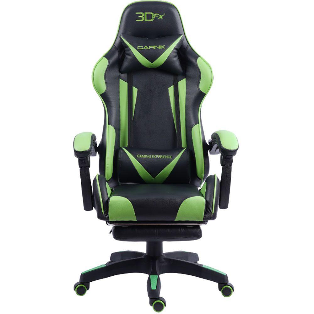 Silla Gamer 3DFX Garnik con reposa pies Negra y Verde-8